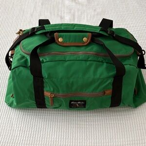 Eddie Bauer Green and Brown Duffel Bag